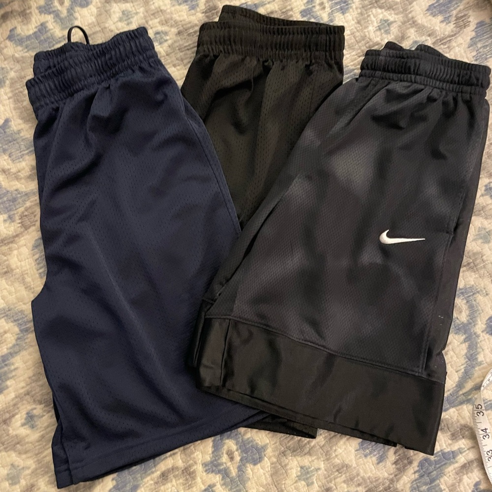 Bundle of 3 Youth Nike & Xersion Black & Navy Athletic Shorts Elastic Waistband